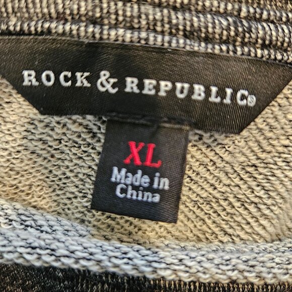 Rock & Republic Gray Sweatshirt With Zipper Sleeve Detail Womens XL Cotton Blend - Picture 5 of 12